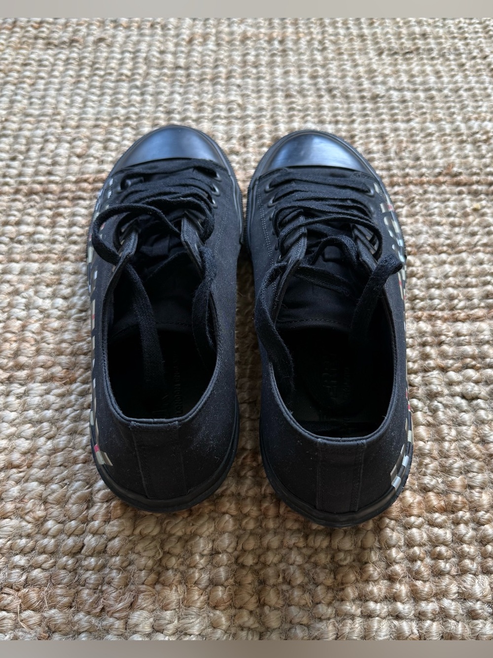 Burberry Larkhall Low-Top Black Canvas Sneakers - Pristine Condition - Picture 5 of 13